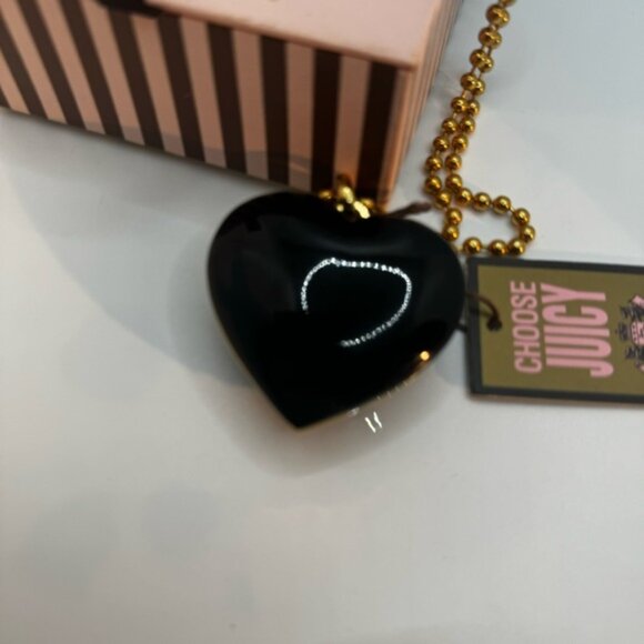 Juicy Couture NEW Vintage Y2K Enamel Heart Crystal Lip Gloss Pendant Necklace L - Picture 5 of 16